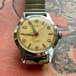 Vintage Rodania Watch 17 Jewels Stainless Steel Expansion Band Swiss Made